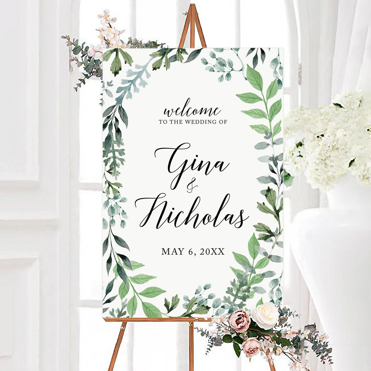 Oval Greenery Invitation - goprintplus