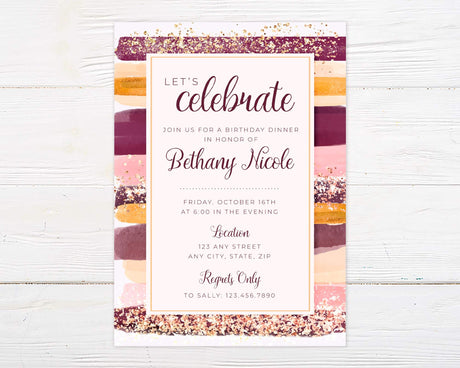 Painted Glitter Party Invitation - goprintplus