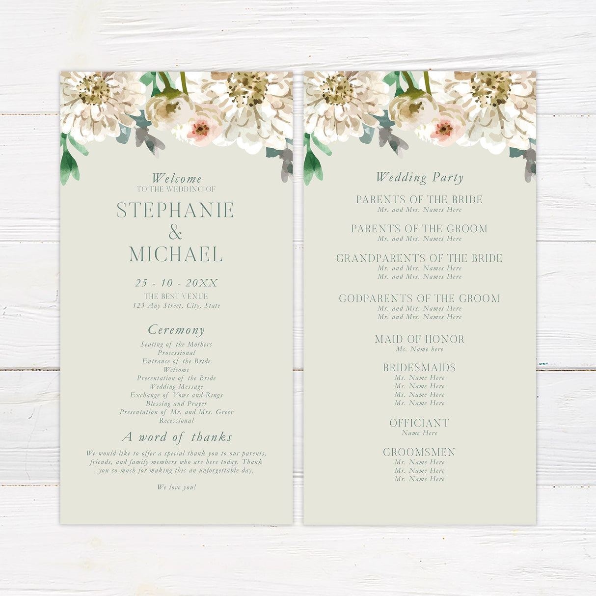 Painted White Floral Invitations - goprintplus