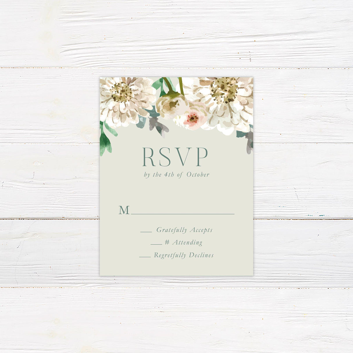 Painted White Floral Invitations - goprintplus