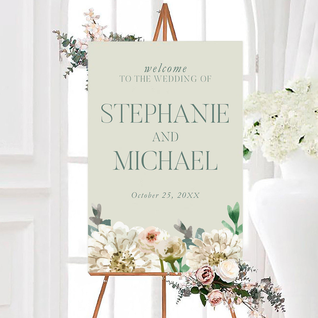 Painted White Floral Invitations - goprintplus