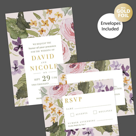 Pastel Flower Foil Invitation - goprintplus