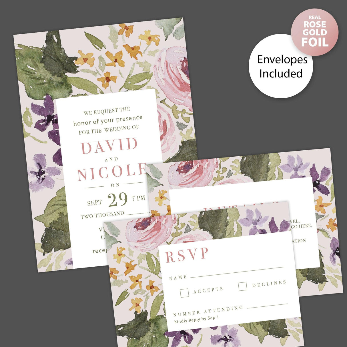 Pastel Flower Foil Invitation - goprintplus