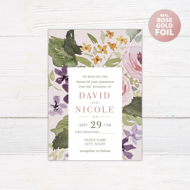 Pastel Flower Foil Invitation - goprintplus