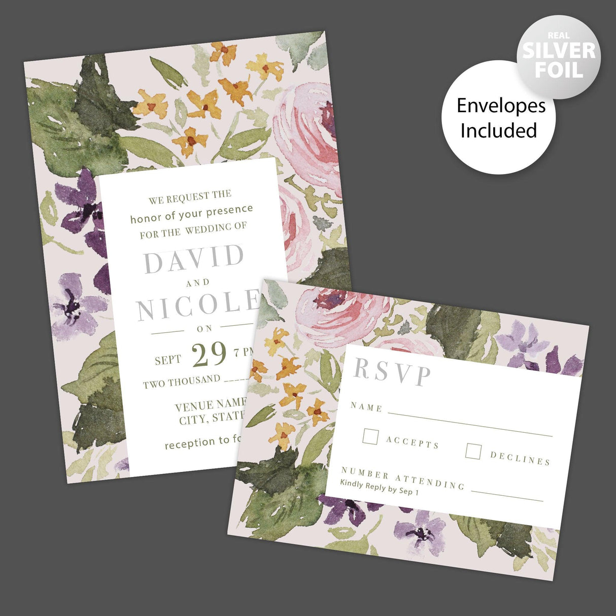 Pastel Flower Foil Invitation - goprintplus