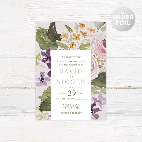 Pastel Flower Foil Invitation - goprintplus