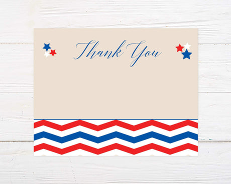 Patriotic Chevron Thank You Card - goprintplus