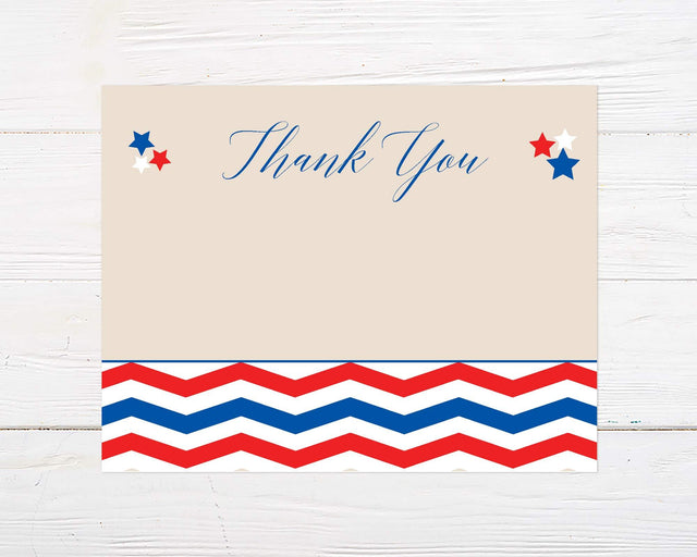 Patriotic Chevron Thank You Card - goprintplus