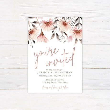 Peach Daisy Invitations - goprintplus