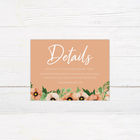 Peach Floral Details Cards - goprintplus