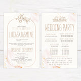 Peach Floral Lineart Invitation - goprintplus