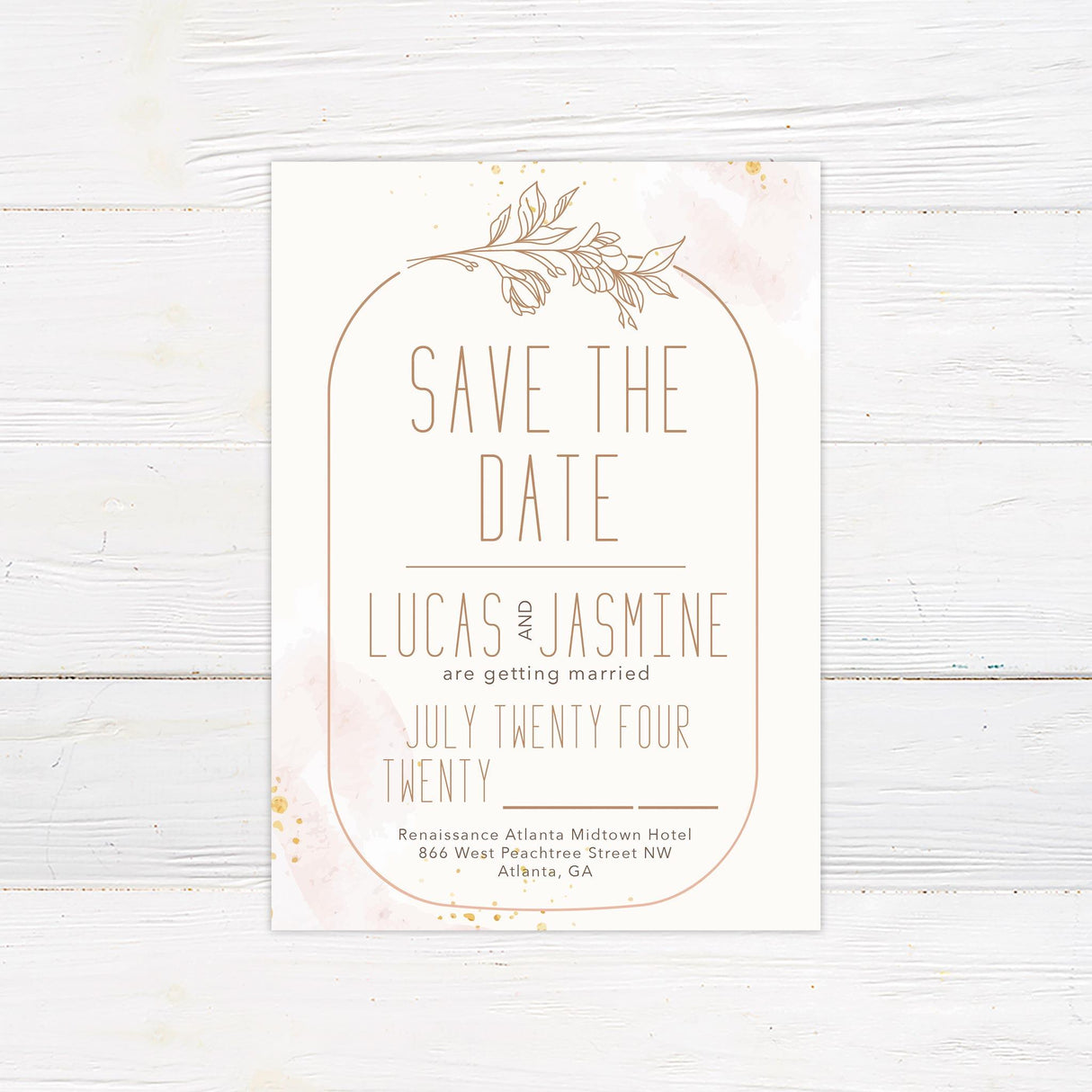 Peach Floral Lineart Invitation - goprintplus