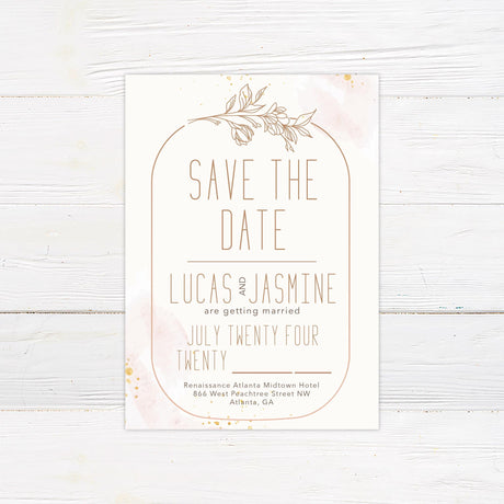 Peach Floral Lineart Invitation - goprintplus