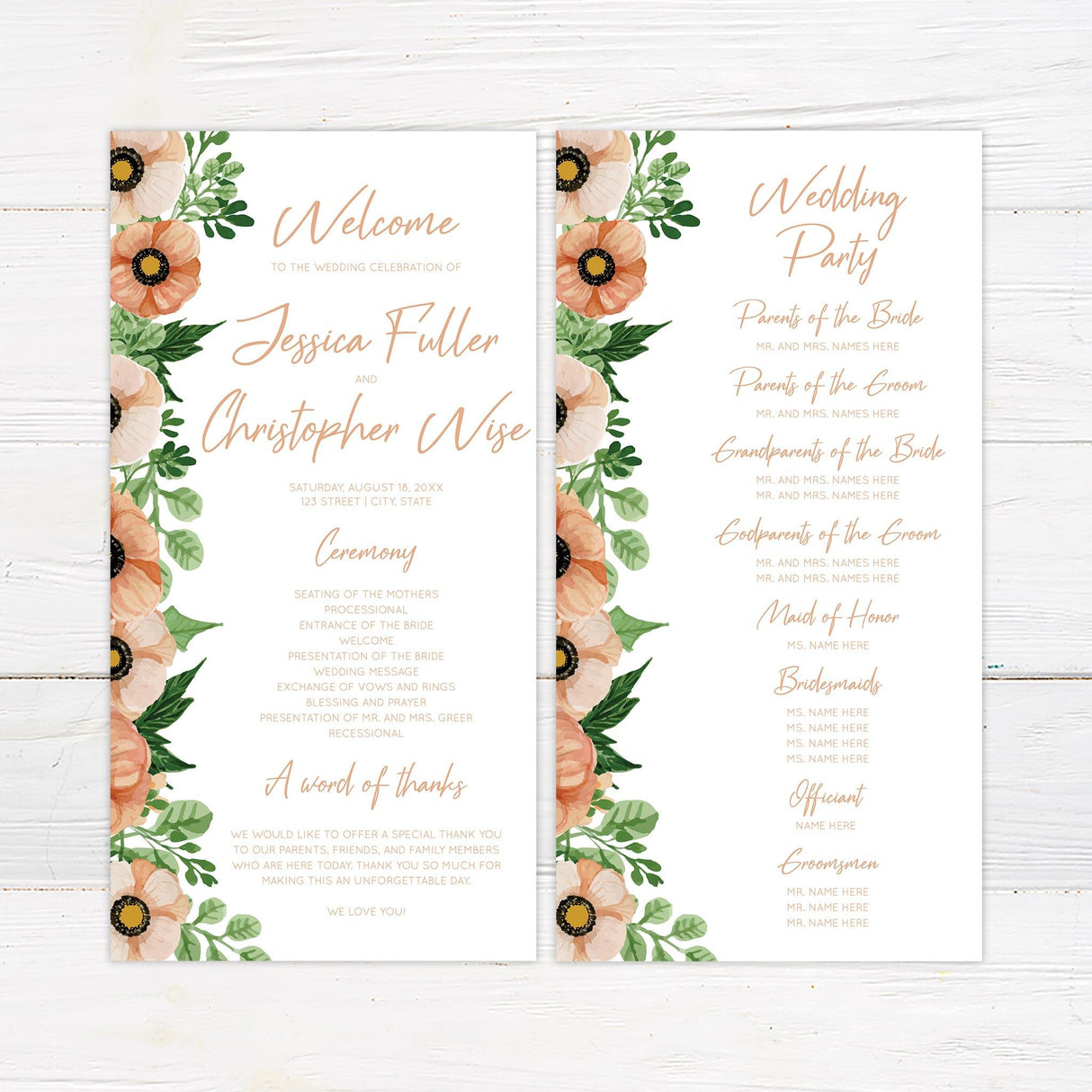 Peach Floral Invitation - goprintplus