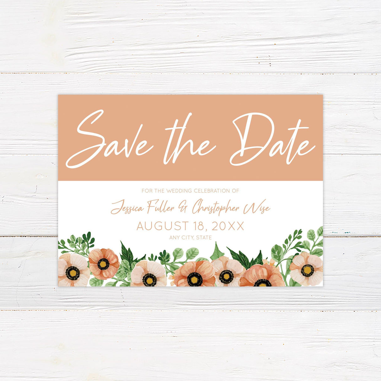 Peach Floral Save The Date - goprintplus