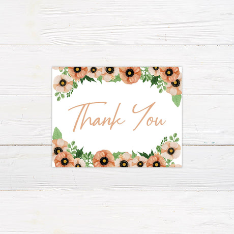 Peach Floral Thank You Card - goprintplus