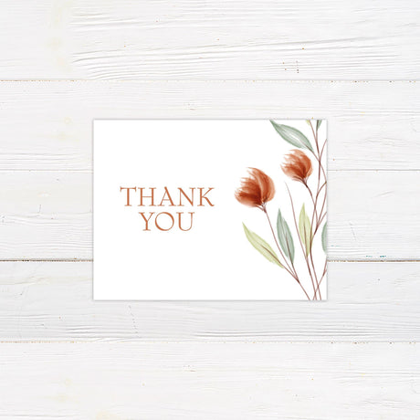 Peach Minimalist Floral Thank You Card - goprintplus