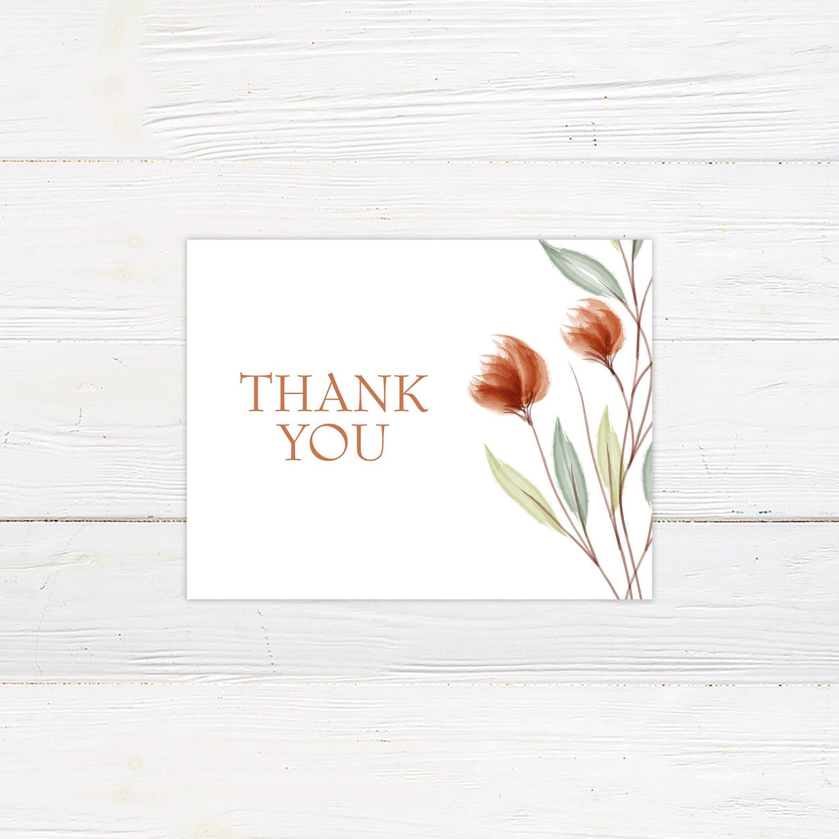 Peach Minimalist Floral Thank You Card - goprintplus