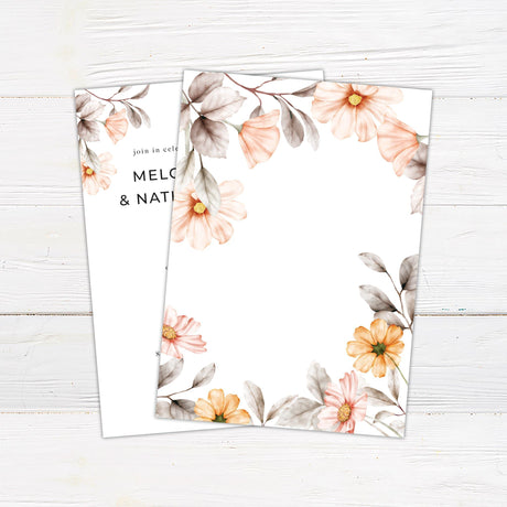 Peach Watercolor Flower Invitations - goprintplus