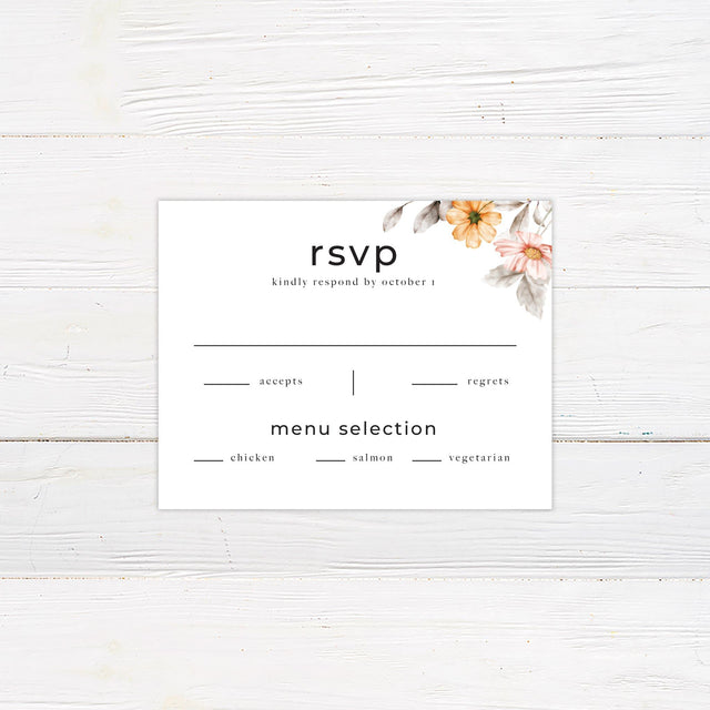 Peach Watercolor Flower RSVP - goprintplus