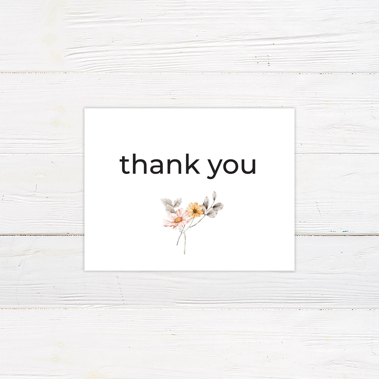 Peach Watercolor Flower Thank You Cards - goprintplus