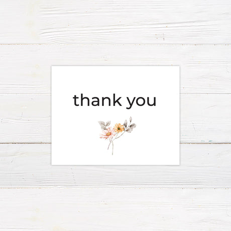 Peach Watercolor Flower Thank You Cards - goprintplus