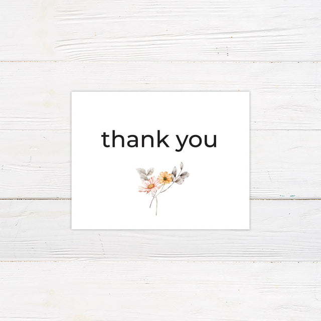 Peach Watercolor Flower Thank You Cards - goprintplus