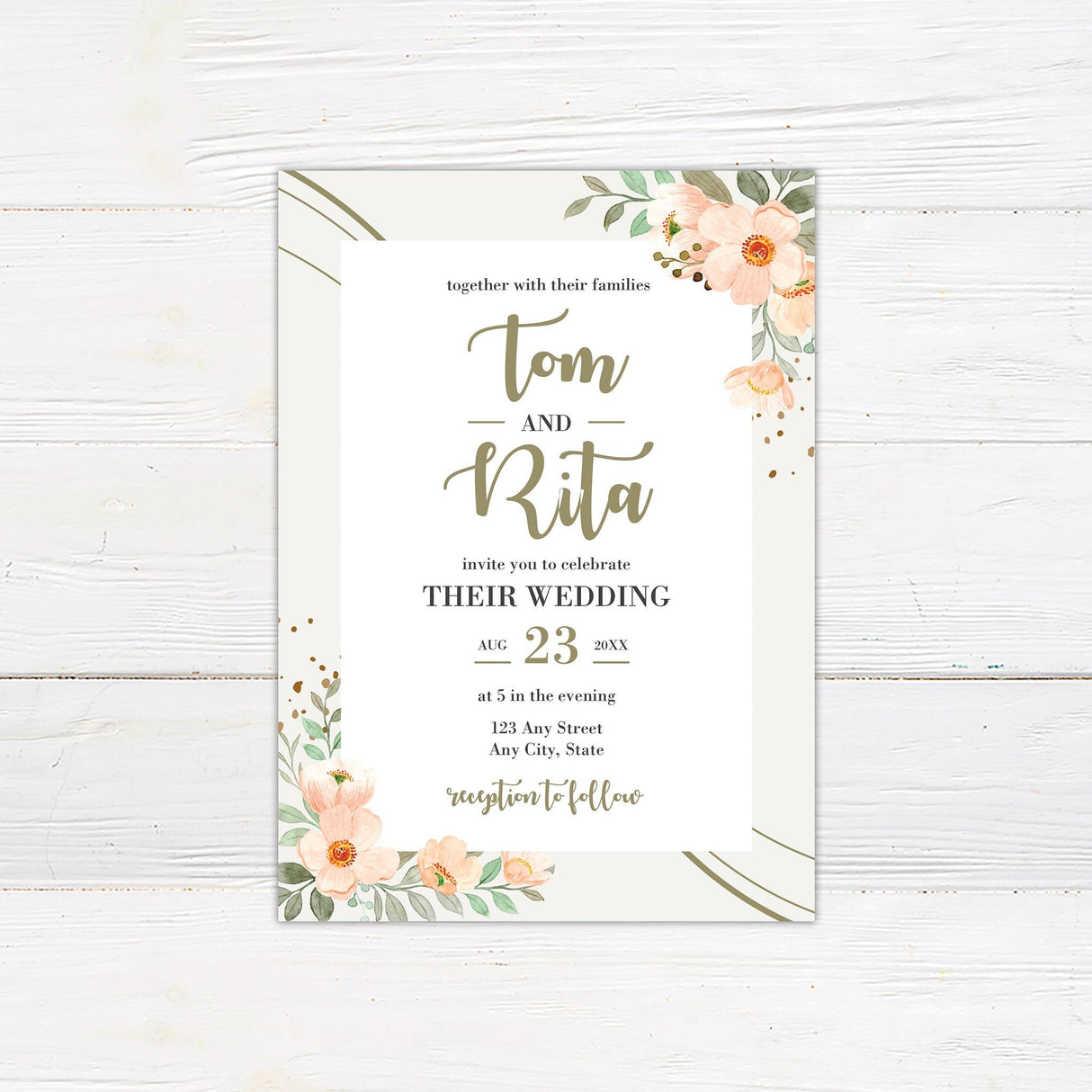 Peach Wildflower Invitations - goprintplus