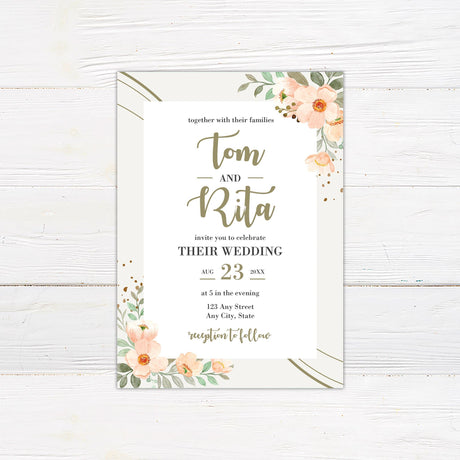 Peach Wildflower Invitations - goprintplus