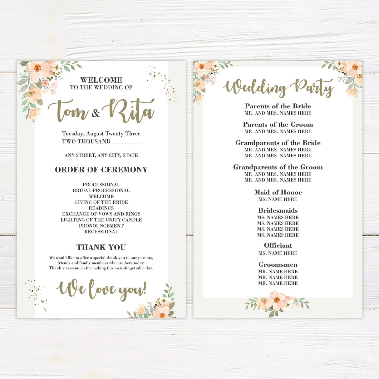 Peach Wildflower Invitations - goprintplus