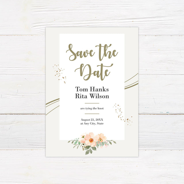 Peach Wildflower Save The Date - goprintplus