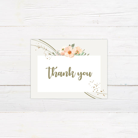 Peach Wildflower Thank You Cards - goprintplus