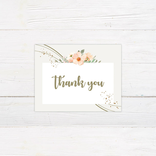 Peach Wildflower Thank You Cards - goprintplus