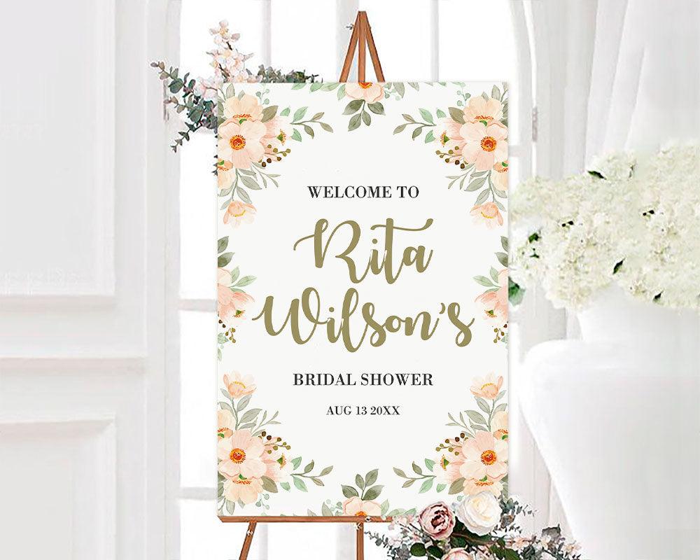 Peach Floral Border Sign - goprintplus