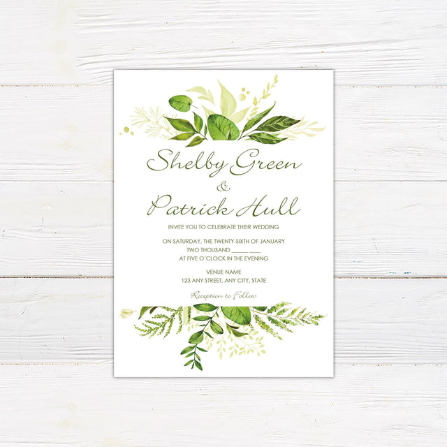 Peering Greenery Invitations - goprintplus