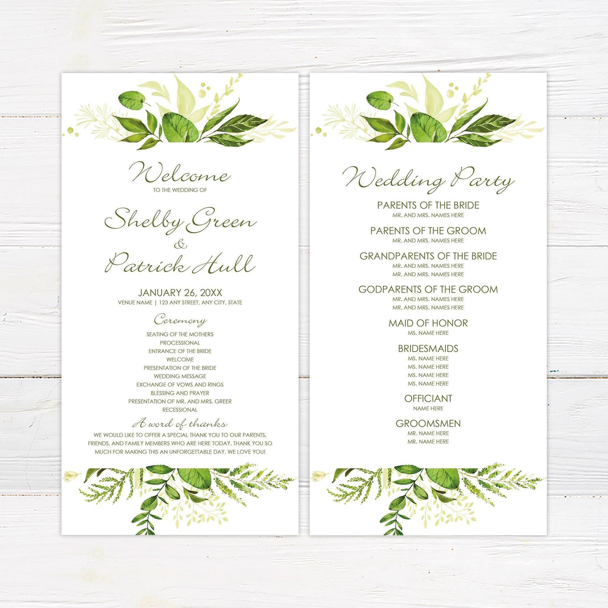 Peering Greenery Invitations - goprintplus