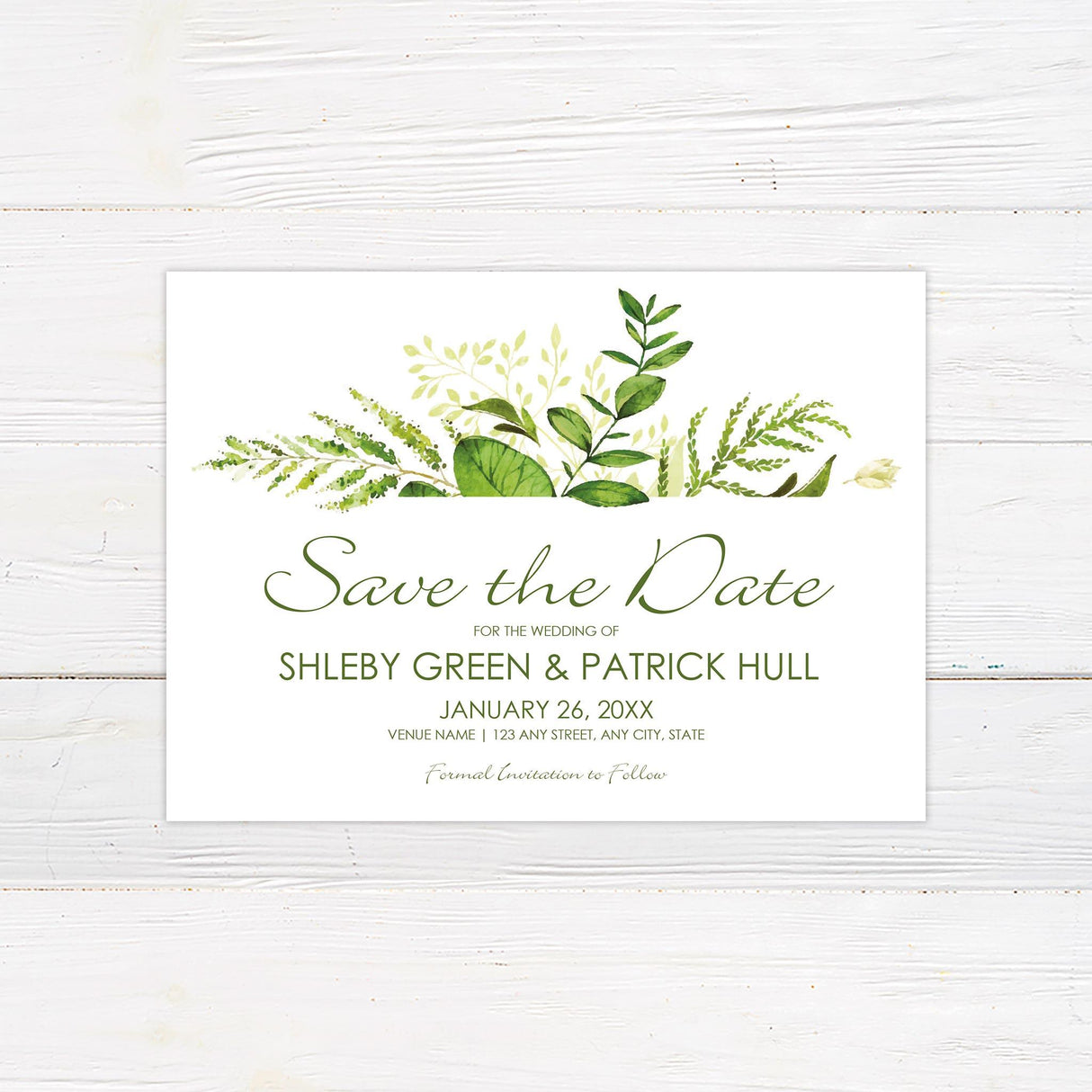 Peering Greenery Invitations - goprintplus