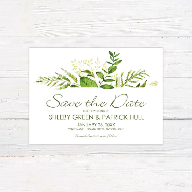 Peering Greenery Save The Date - goprintplus