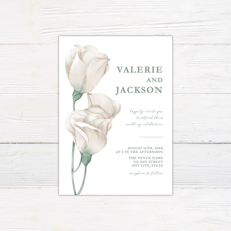 Picked White Roses Invitations - goprintplus