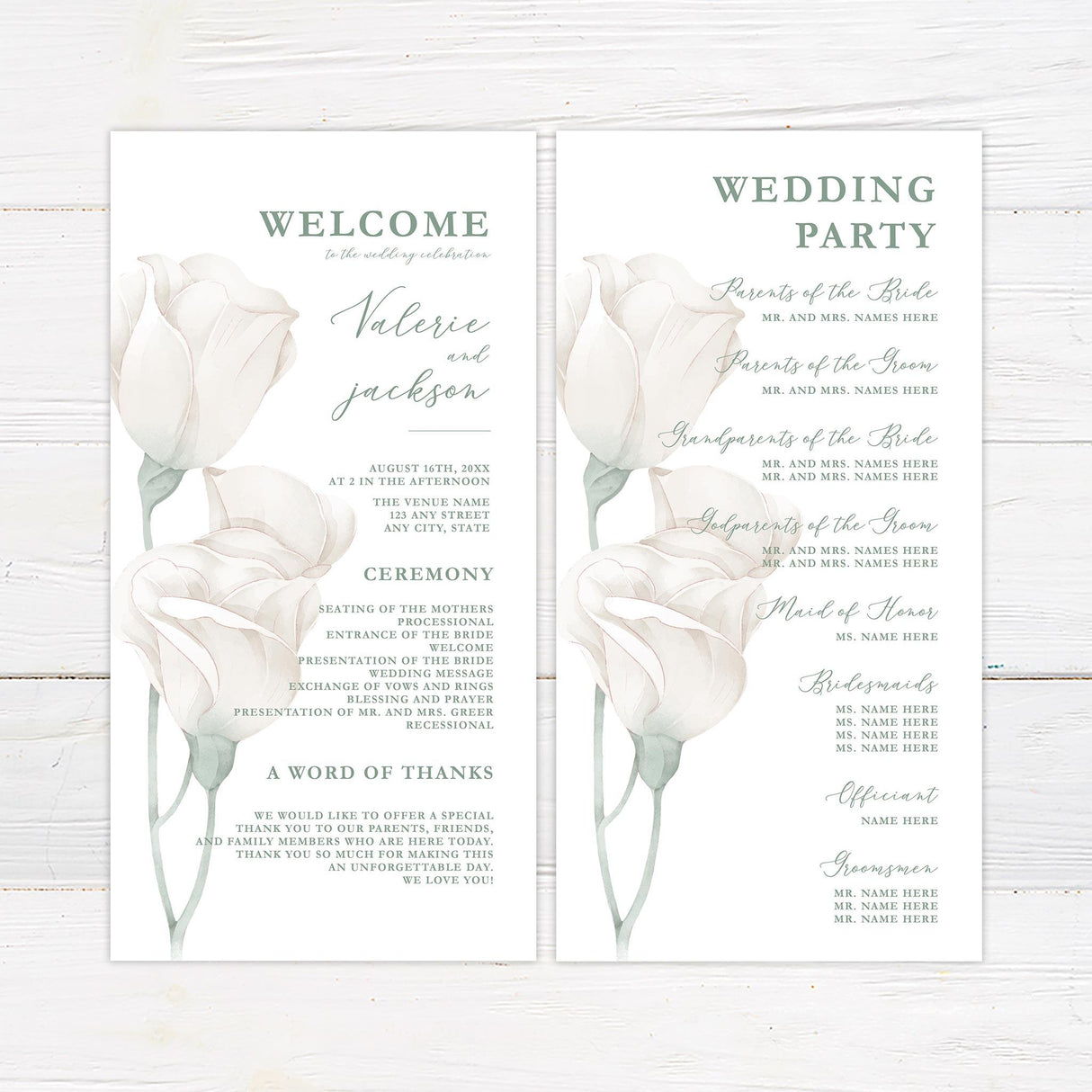 Picked White Roses Invitations - goprintplus