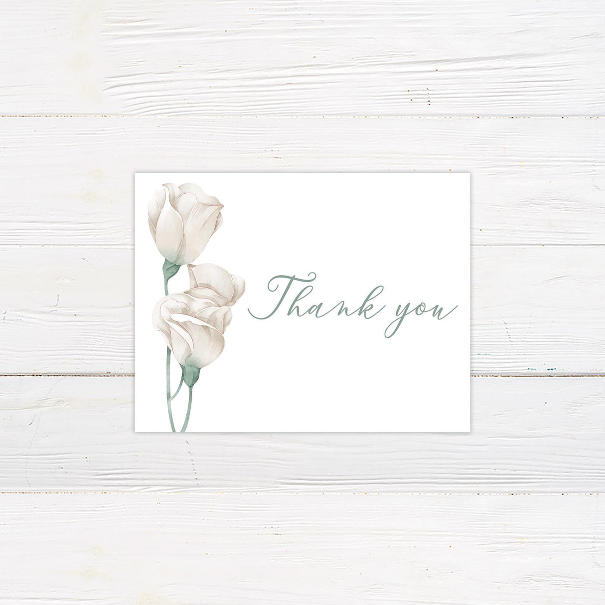 Picked White Roses Thank You Card - goprintplus