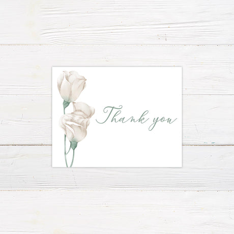 Picked White Roses Thank You Card - goprintplus