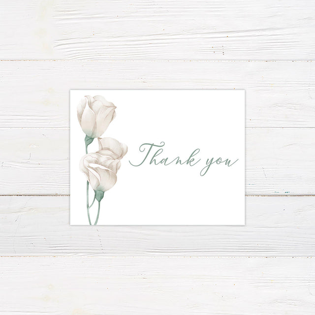 Picked White Roses Thank You Card - goprintplus