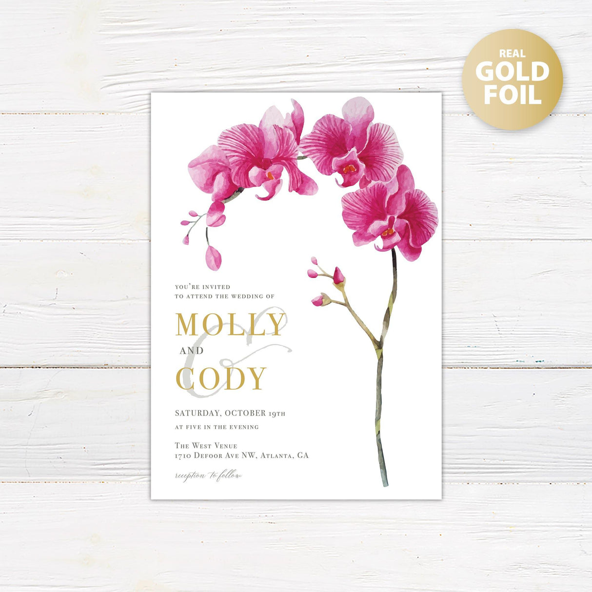 Pink Blossom Foil Invitation - goprintplus