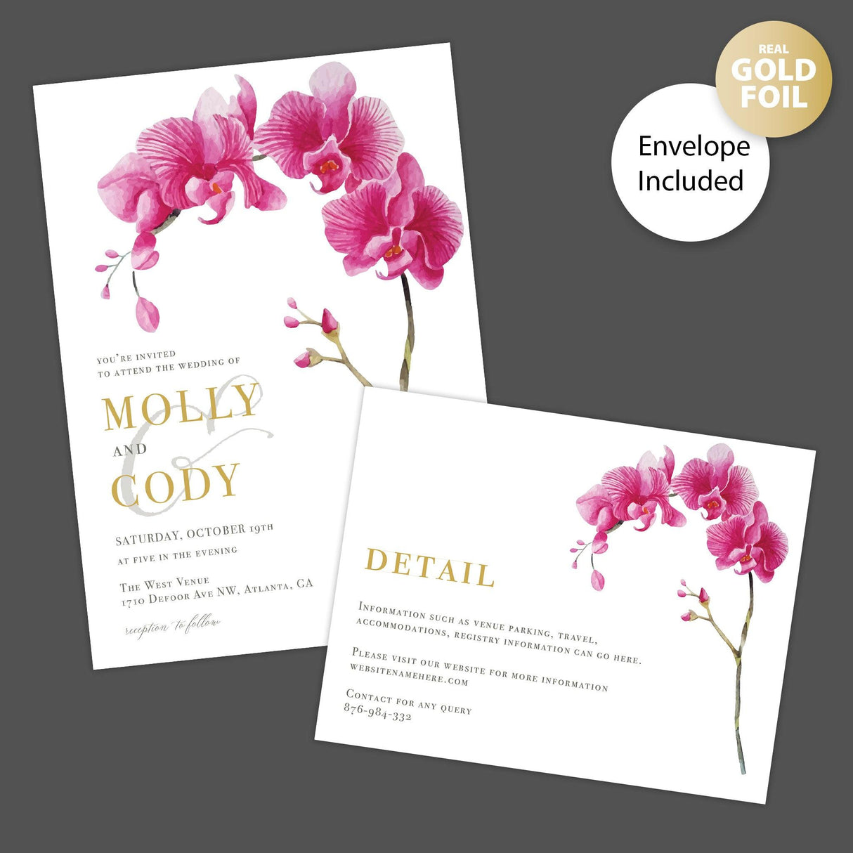 Pink Blossom Foil Invitation - goprintplus