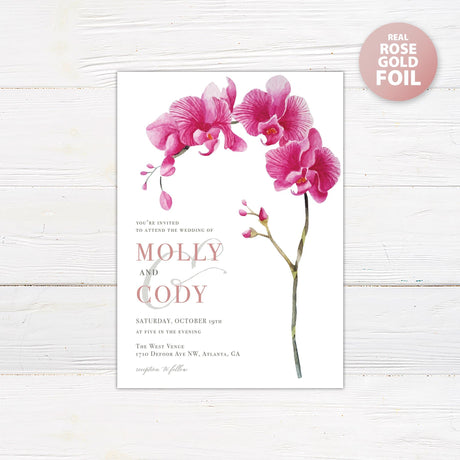 Pink Blossom Foil Invitation - goprintplus