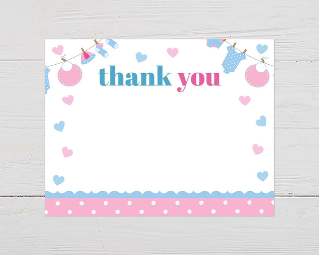 Pink Blue Elephant Thank You Card - goprintplus