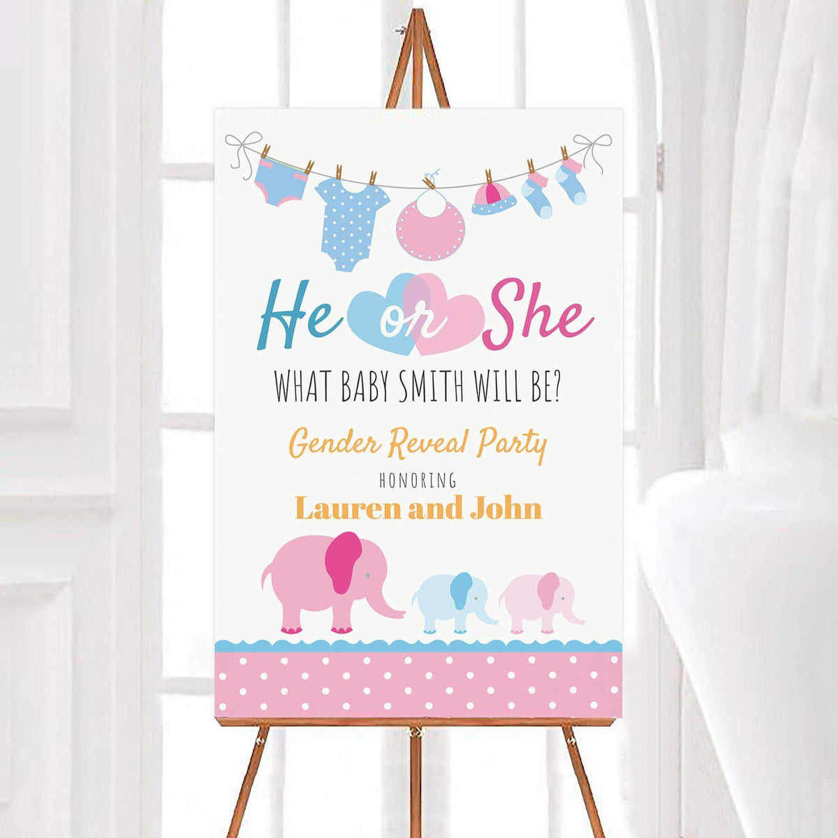 Pink Blue Elephant Sign – Go Print Plus