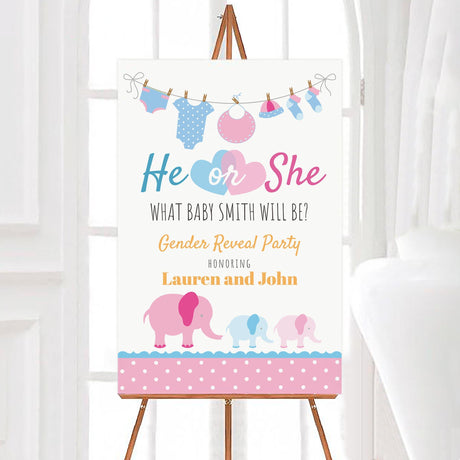 Pink Blue Elephant Sign - goprintplus