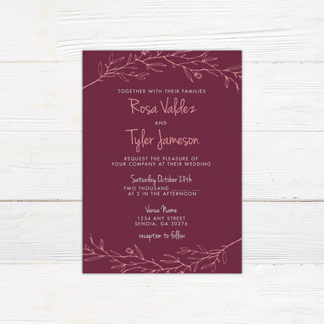 Pink Branch Invitations - goprintplus